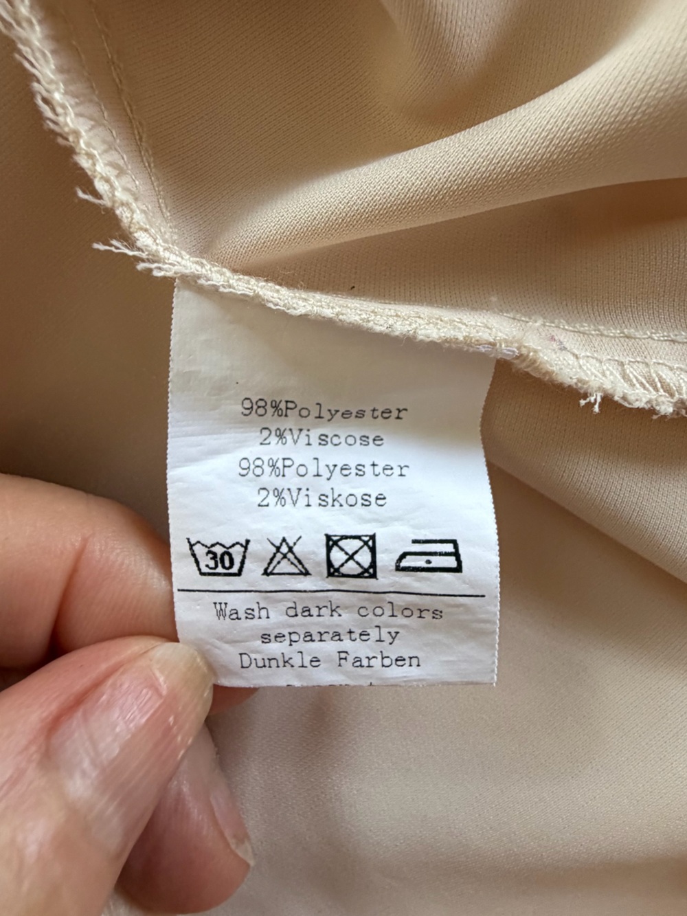 Grace Karin Blouse beige long sleeves round ruffle neck lace cuffs size M - Picture 4 of 8